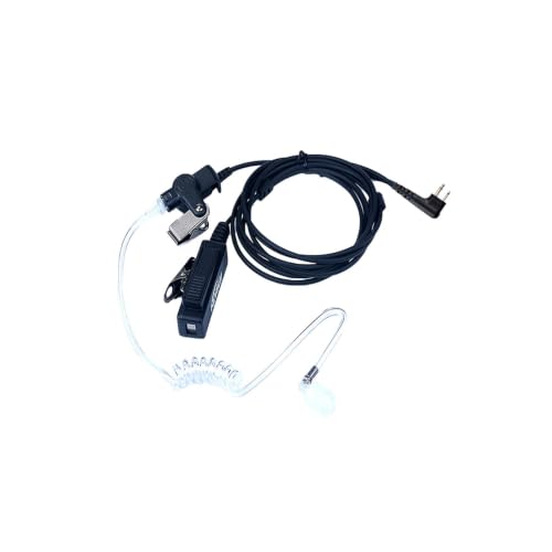2-Wire Acoustic Tube Earpiece/Headset with PTT and Mic Surveillance Kit for Motorola Walkie Talkie CP200 CLS1110 CLS1413 CLS1450 Radio - color: Black - 1 Pack