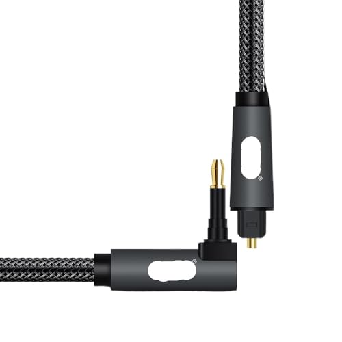 Right Angle Optical Audio Cable 90 Degree MI NI Toslink to Optical Cable Male Plug Connector Adapter Ja-ck Optical Cord(1m) - size: 1m