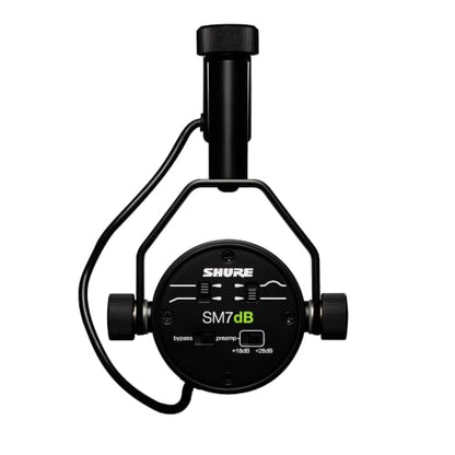 Shure SM7dB Dynamic Vocal Mic with Preamp for Streaming - Black | Dynamic vocal mic with built-in preamp for streaming, podcasting and recording; warm smooth sound, rugged build - style: SM7dB