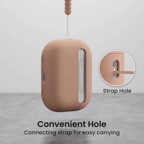 ORNARTO for AirPods Pro 2 Case, Hybrid Silicone, Dark Salmon | Hybrid Silicone Rubber, Front LED Visible, Wireless Charging, Skin-Friendly Soft Touch, Anti-Scratch, Detachable Lanyard - color: Dark Salmon