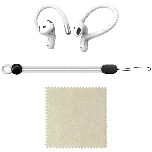 RunChao Anti-Slip EarHooks for Air Pods 4, 3, 2, 1, Pro 3, Pro 2, Pro Ear Hooks, Soft Anti-Loss Sports Earbuds Case Cover (White)