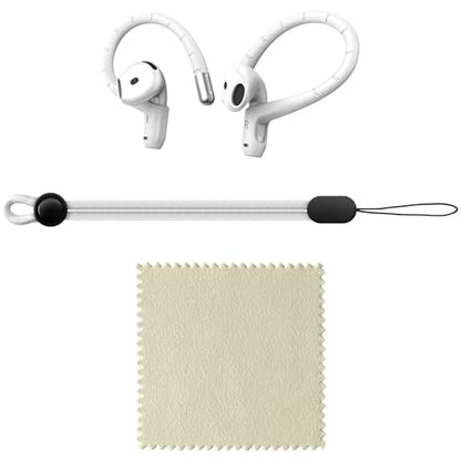RunChao Anti-Slip EarHooks for Air Pods 4, 3, 2, 1, Pro 3, Pro 2, Pro Ear Hooks, Soft Anti-Loss Sports Earbuds Case Cover (White)