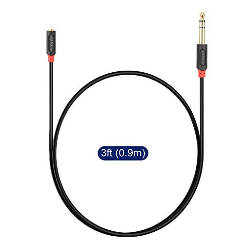 J&D 3.5mm to 1/4 Headphone Adapter Cable, Gold Plated Audiowave Series 3.5mm 1/8 inch Female TRS to 6.35mm 1/4 inch Male TRS Stereo Audio Cable for Mixer Guitar Piano Amplifier Speaker, 3FT - size: 3 Feet