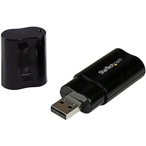 StarTech USB Sound Card, 3.5mm Audio Adapter, Black, TAA (ICUSBAUDIOB) | External Sound Card - size: 1 Count (Pack of 1)