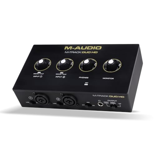 M-AUDIO M-Track Duo HD USB-C Audio Interface | 2 XLR/TRS Inputs, 2 TRS Outputs, 24-Bit/192kHz, Software Suite, for Production and Recording - size: HD Audio Interface, style: Interface Only