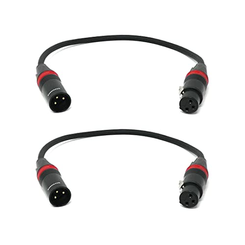 XLR Male to XLR Female Microphone Cable, 1 Ft, 2 Pack