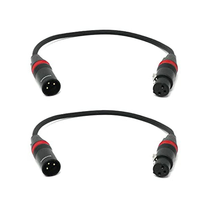 XLR Male to XLR Female Microphone Cable, 1 Ft, 2 Pack