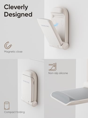 MAMUVIMO Headphone Stand, Headset Stand Foldable ＆ Sticky, Headphone Holder Hook Mount with Non-Slip Silicone, Adhesive Earphone Desk Hanger Clip Space-Saving for Airpods Max, All Earphones- Starlight - color: Starlight, size: 1 Pack