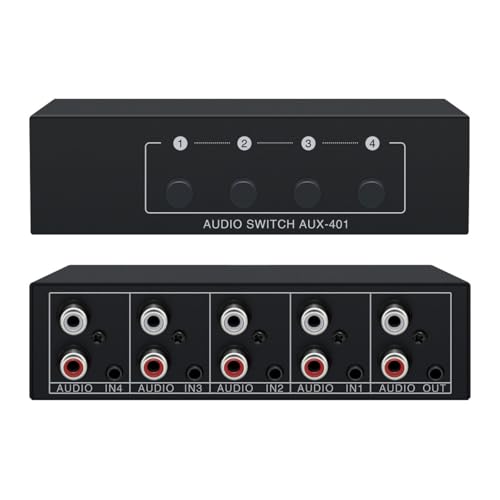 3.5mm Aux RCA L/R Bi-Directional Audio Switcher Selector, 4 in 1 Out A/B Analog Audio Switcher Selector