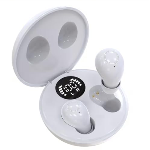 Invisible Wireless Earbuds for Sleep & Work, Mini Noise-Reducing Bluetooth Earphones, Comfortable in-Ear Design with Charging Case (White) - color: White