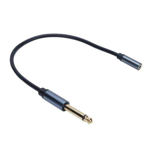 Diyeeni 6.35mm to 3.5mm Headphone Adapter, 1/4 Male to 1/8 Female Stereo Jack Cable, Gold Plated Copper Core 30cm PVC Extension Cord for Guitar, Piano, Amp, Headphones, Smartphone, Tablet