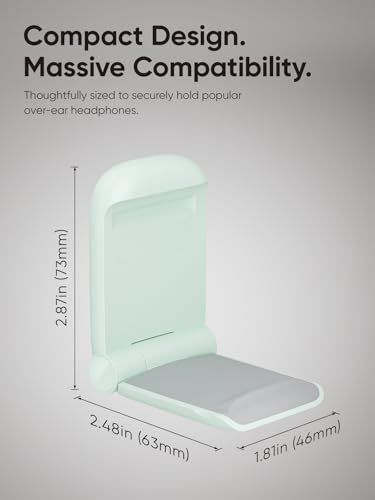 MAMUVIMO Headphone Stand, Headset Stand Foldable ＆ Sticky, Headphone Holder Hook Mount with Non-Slip Silicone, Adhesive Earphone Desk Hanger Clip Space-Saving for Airpods Max, All Earphones- Green - color: Green, size: 1 Pack