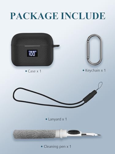 Case Cover for TOZO T20 Wireless Earbuds Bluetooth Headphones,Protective Soft Silicone Skin Case Cover Shock-Absorbing Protective Case with Keychain,Lanyard and Cleaning Pen-Black - color: BLACK