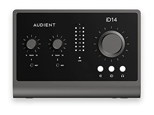 Audient iD14 MkII 10-In 6-Out Audio Interface Bundle with 2 Instrument Cables, 2 XLR Cables, and Austin Bazaar Polishing Cloth