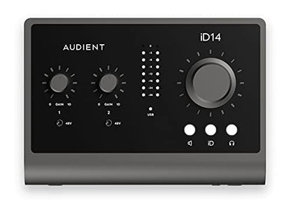 Audient iD14 MkII 10-In 6-Out Audio Interface Bundle with 2 Instrument Cables, 2 XLR Cables, and Austin Bazaar Polishing Cloth