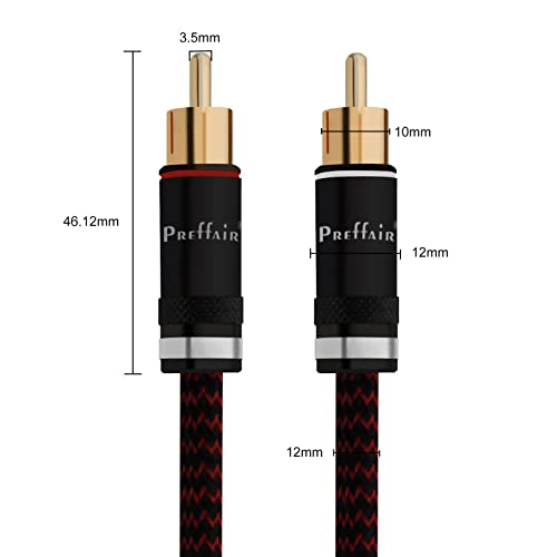 Preffair Male to Male RCA Interconnect Cables, 6.6FT/2M, Gold Plated,2-Pack - color: red-black, size: 6.6FT/2M