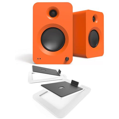 Kanto REN MO Bluetooth Powered Bookshelf Speakers - Matte Orange Pair S6W Angled Desktop Speaker Stands for Large Speakers - White Pair (2024) - size: RENMO, style: S6W
