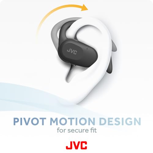 JVC nearphones Open Ear True Wireless Headphones with Pivot Motion Mecanism, 16mm Large Drivers Sound, Single Ear use, BT 5.4, Long Battery Life (up to 26 Hours) - HANP40TB (Black) - color: Black