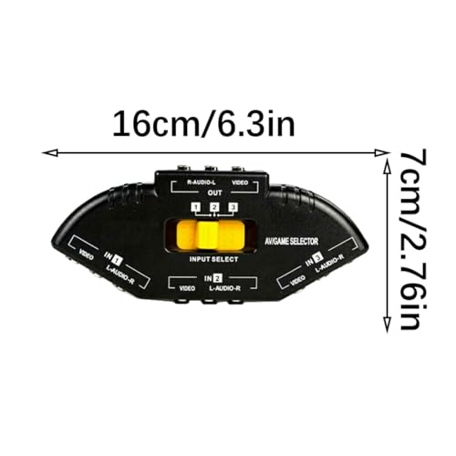 3Way Video Video Switches Video Splitter Box for Connecting 3Devices to Tvs with Video Cable Stereo Music Video Splitter - color: Black