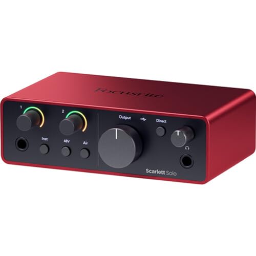 Focusrite Scarlett Solo USB-C Audio Interface (4th Gen) Bundle with Aston Microphones Element Microphone KT and Kellards XLR-P20T Pro 20 ft XLR Microphone Cable, XLR Male to Female Cable 3-Pin