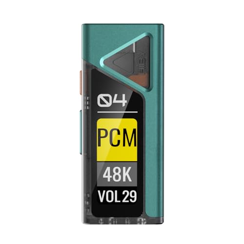 HiBy FC4 USB DAC MQA Dongle 1.1”OLED DSD512 PCM 768 EQ&PEQ 3.5mm SE + 4.4mm BAL Headphone Outs Hi-Res Audio Certified Portable DAC Amp - color: Green, size: FC4