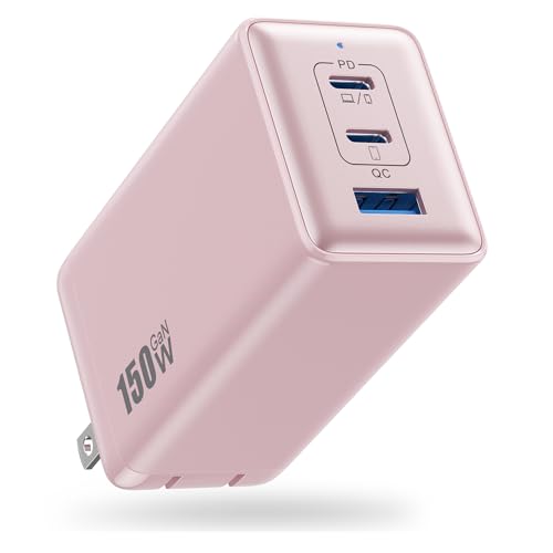 150W USB C Charger Block,GaN III Compact Foldable Wall Charger 3 Port Fast Charging Station,PD QC PPS Portable USB C Hub 100W Laptop Adapter for MacBook Pro/Air,iPad,iPhone 17/Pro,Galaxy S24,Dell etc - color: Pink