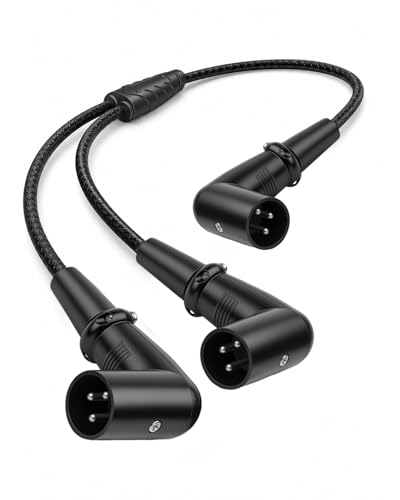 Right Angle XLR Y Splitter Cable 0.5m,XLR Y Cable Right-Angle Male to 2 90 Degrees Male Balanced 3Pin Microphone Splitter Cable,for Mixer, Audio Interface, Active Monitors - color: XLR male angle to 2 XLR male angle