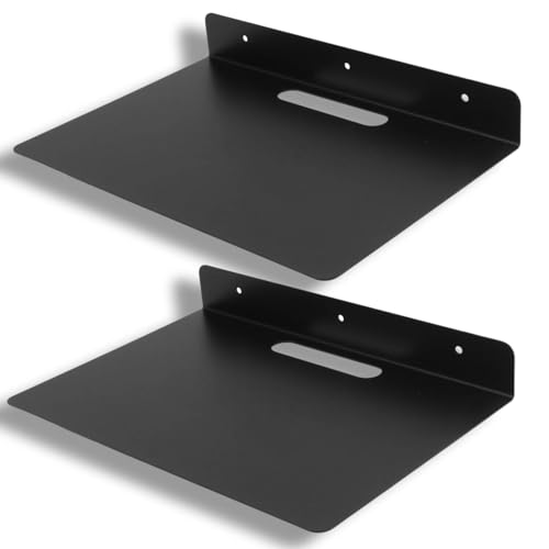2 Pack Floating Entertainment Center Shelves, Metal Av Mount Shelf Wall Mounted Shelf Wall Stand for Projector, DVD Player, Cable Boxes