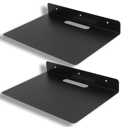 2 Pack Floating Entertainment Center Shelves, Metal Av Mount Shelf Wall Mounted Shelf Wall Stand for Projector, DVD Player, Cable Boxes