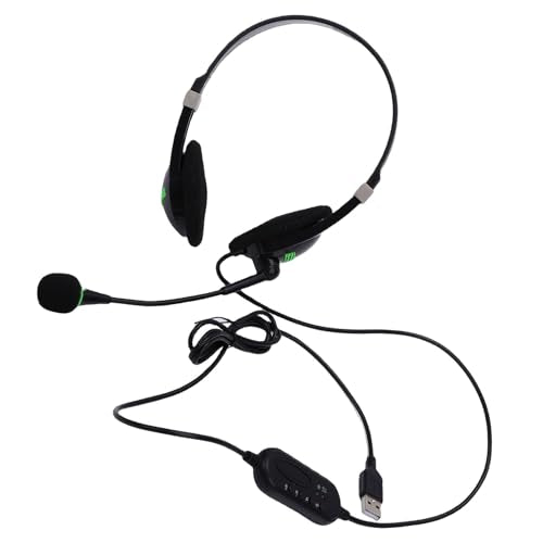 Gaming Headset, Lightweight 70g Design with Noise Cancelling Microphone USB Headset, Wired with in Line Control for PC Laptop Office Work Call Center