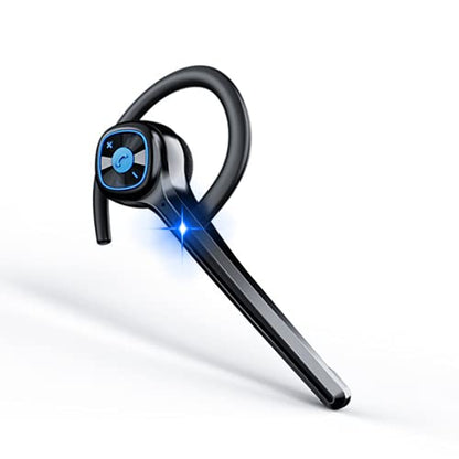 IHAO Wireless Bluetooth Earpiece Headphone Dual Noise Cancelling Mic Painless Open-Ear Handsfree Headset Stereo Sound Left/Right Changeable Earhook Earphones for Driving/Business/Gym - color: Single Ear Black