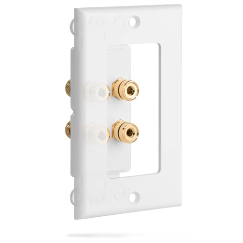 Fosmon Home Theater Speaker Wire Wall Plate, White - 2 Pack Two Speaker - size: 2 Pack