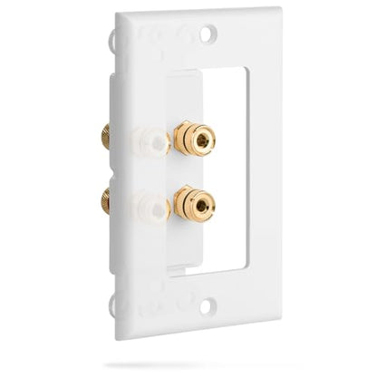 Fosmon Home Theater Speaker Wire Wall Plate, White - 2 Pack Two Speaker - size: 2 Pack