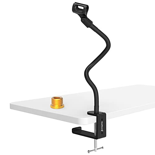 ZealSound Microphone Stand Gooseneck 13”, Flexible Clamp-On Desktop Mic Stand with 360° Adjustable Arm, 3/8" to 5/8" Adapter, Heavy-Duty Desk Mount, for Podcasting, Streaming, Podium & Public Speaking