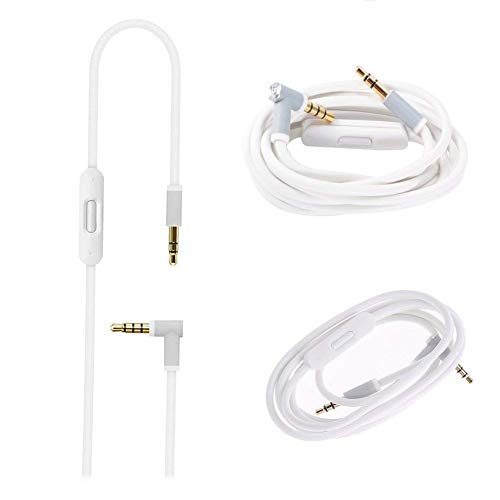 Solo Replacement 3.5mm Audio Cable Cord Wire with in-line Remote Microphone Compatible with Beats by Dr Dre Headphones Solo/Studio/Pro/Detox/Wireless/Mixr/Executive/Pill Suppot iOS System (White) - color: White