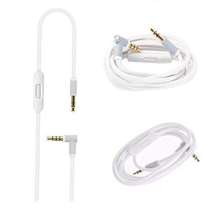 Solo Replacement 3.5mm Audio Cable Cord Wire with in-line Remote Microphone Compatible with Beats by Dr Dre Headphones Solo/Studio/Pro/Detox/Wireless/Mixr/Executive/Pill Suppot iOS System (White) - color: White