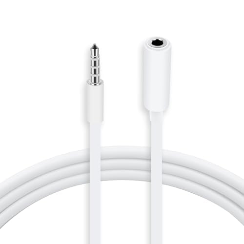 Conwork 2-Pack 3.5mm 4-Pole Male to Female Auxiliary Extension Audio Stereo Cable Cord for Headphones Apple iPad, iPhone, iPod, Samsung Galaxy, Android, MP3 Players -White (3.3 Feet)
