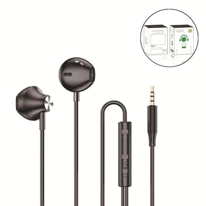 Wired in-Ear Headphones with Microphone, 3.5mm Jack Earphones | 3.5mm Jack Earphones with Remote and Mic. Compatible with Smartphones. Use in everyday routines. For practical routines. - color: Black, 3.5mm Round Tip