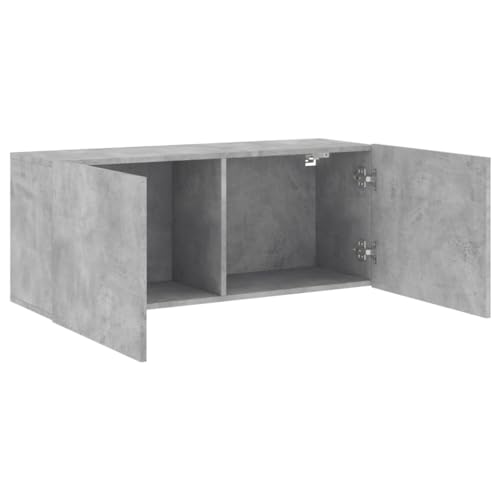 Wall-Mounted TV Cabinet, Modern Floating Media Console Shelf for Living Room, Concrete Grey Engineered Wood TV Stand Storage Unit 39.4x11.8x16.1