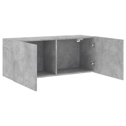 Wall-Mounted TV Cabinet, Modern Floating Media Console Shelf for Living Room, Concrete Grey Engineered Wood TV Stand Storage Unit 39.4x11.8x16.1