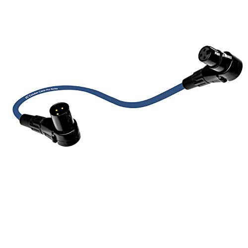 밸런스 XLR 케이블 직각 수-직각 암 - 3m(1피트) 블루 - 라이브 퍼포먼스 및 녹음을 위한 오디오 인터페이스 또는 믹서용 프로 3핀 90도 마이크 커넥터 - color: 블루., size: 1 Feet