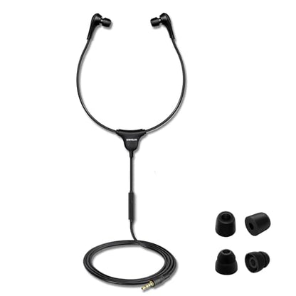 SIMOLIO Stereo Headset with Mic, Light Weight Stethoscope Transcription Headset with Volume Control and Soft Memory Foam Ear-Tips, 4.9FT Audio Cord, 3.5mm Plug Wired PC Headphones, SM-901M