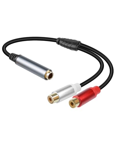 GELRHONR RCA to 1/4 Female Adapter Splitter Cable, 6.35mm to Dual RCA Audio Cable for Amplifier, Microphone, TV and More 30cm (1Female to 2 Female) - color: 1Female to 2 Female