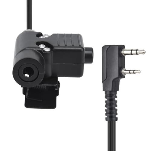 2 Pin U94 PTT Tactical Push to Talk Button Radio 7mm Adapter System for Baofeng Kenwood (Black, Military Wiring)
