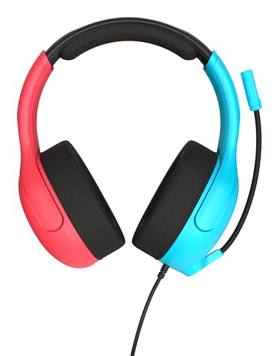 Turtle Beach Airlite Fit Wired Gaming Headset for Nintendo Switch 2, Lite | Also works with Nintendo Switch OLED, Flip-to-Mute Mic, Comfortable Ear Cushions, 40mm Speakers, Lightweight, Neon Blue & Red - color: Neon Blue & Red