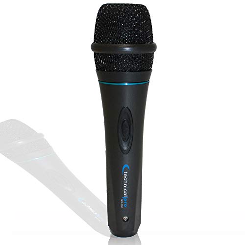 Technical Pro 8 Inch Portable 800 W Bluetooth Speaker w/Woofer & Tweeter | Portable Microphone w/Digital Processing, Wired Mic Included, XLR to 1/4", Black Karaoke DJ Wired Microphone - style: Speaker With Mic (Black)