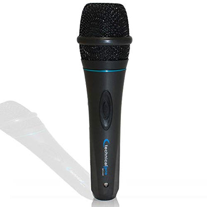 Technical Pro 8 Inch Portable 800 W Bluetooth Speaker w/Woofer & Tweeter | Portable Microphone w/Digital Processing, Wired Mic Included, XLR to 1/4", Black Karaoke DJ Wired Microphone - style: Speaker With Mic (Black)