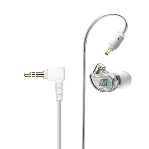 MEE audio M6 Single-Side Earbud, Right Side, 15" Cable, 3.5 mm Plug (Clear) | Extra-Short Cable, For 2-Way Radios, Speaker Mics & PTT Systems, One Wired Earphone, Moldable Earhook & Stereo-to-Mono - size: Right ear