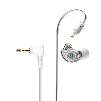 MEE audio M6 Single-Side Earbud, Right Side, 15" Cable, 3.5 mm Plug (Clear) | Extra-Short Cable, For 2-Way Radios, Speaker Mics & PTT Systems, One Wired Earphone, Moldable Earhook & Stereo-to-Mono - size: Right ear