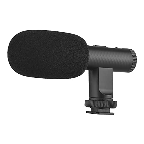 Portable Stereo Microphone Video Recording Mic 3.5mm TRS Plug | Built-in Rechargeable Battery for DSLR Cameras Camcorder